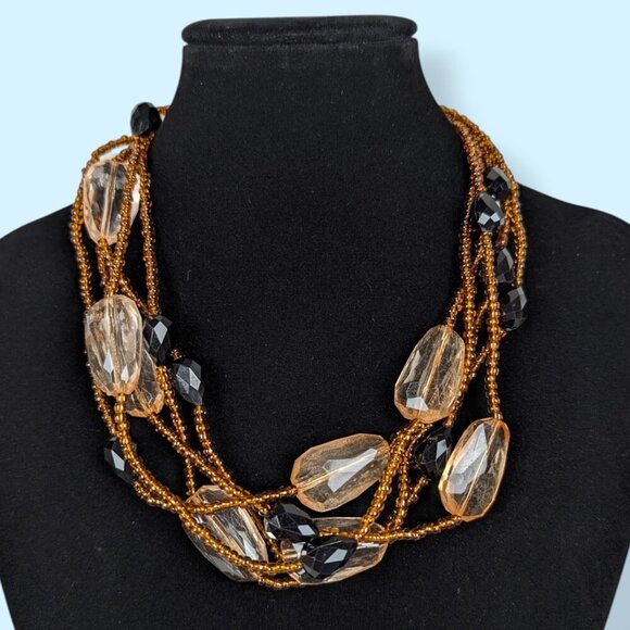 V. Premier Designs Black & Peach Beaded Demi Parure - Picture 5 of 7